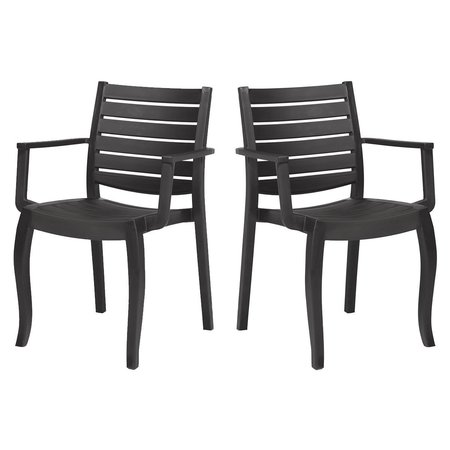 RAINBOW OUTDOOR Zeus Set of 2 Stackable Armchair-Anthracite RBO-ZEUSWD-ANT-AC-SET2